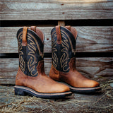 Rancher Grit 12" Square Toe Wellington Black / Crazy Brown