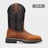 RANCHER GRIT 12" SQUARE TOE WELLINGTON (STEEL TOE) Black \ Crazy Brown