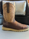 Cebu Arizona Steel toe - Brown Pull On Western Wedge Work Boot