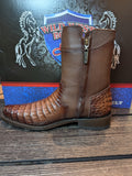 Wild West Brown Caiman - Side Zip Boots
