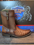 Wild West Brown Caiman - Side Zip Boots