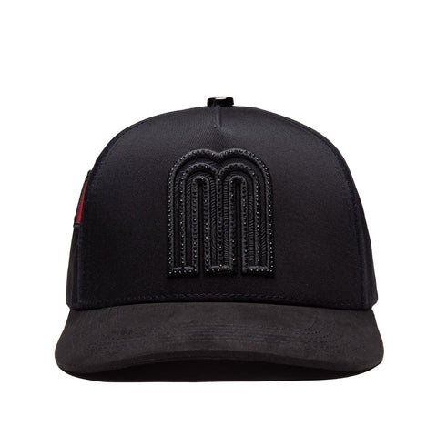 M Rhinestone Snapback - Black - Mexican Flag